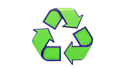 Obraz premium 3D Green Recycling Symbol with Blue Outline
