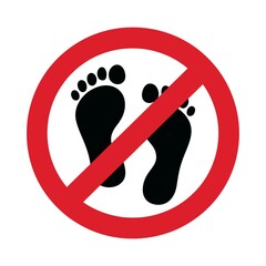 Prohibited Footprints No Entry Sign Warning Sticker - Graphic Illustration