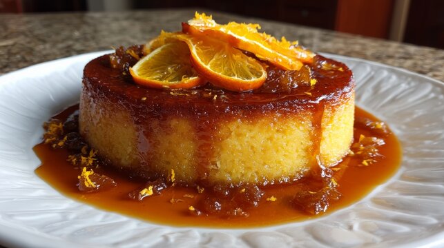greek semolina orange cake with grape molasses syrup homemade dessert