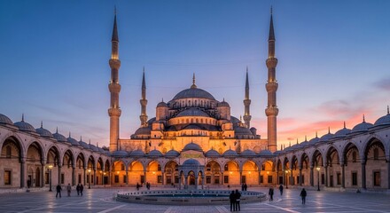 Naklejka premium Mosque buildings are places of worship for Muslims in the world.