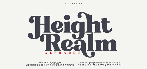 Height Realm premium luxury elegant alphabet letters and numbers. Elegant wedding typography classic serif font decorative vintage retro. Creative vector illustration © DesignerST