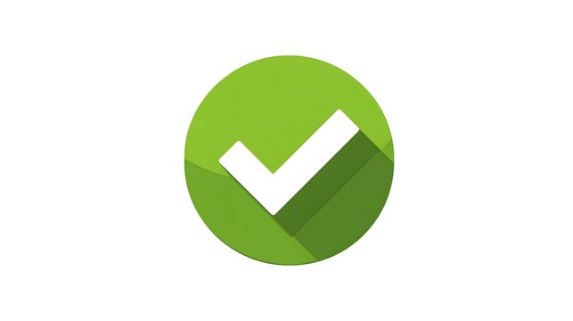 Green Check Mark Icon on White Background.