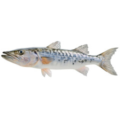 Fototapeta premium Fresh Atlantic Mackerel Fish Isolated on Transparent Background, Detailed Seafood Marine Animal for Food Industry, Fishing, Ocean Wildlife and Healthy Nutrition Concept 