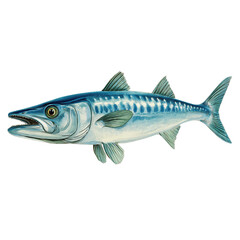 Fototapeta premium Realistic Atlantic Mackerel Fish Isolated on Transparent Background, Fresh Ocean Seafood Ingredient with Detailed Scales for Fishing, Marine Life and Healthy Food Concept 