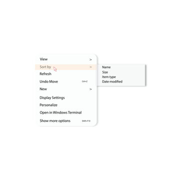 Vector illustration dropdown pop-up menu.