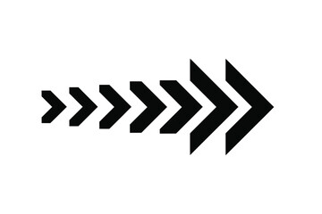 Black Arrow Icons in a Row on White Background for Direction and Navigation