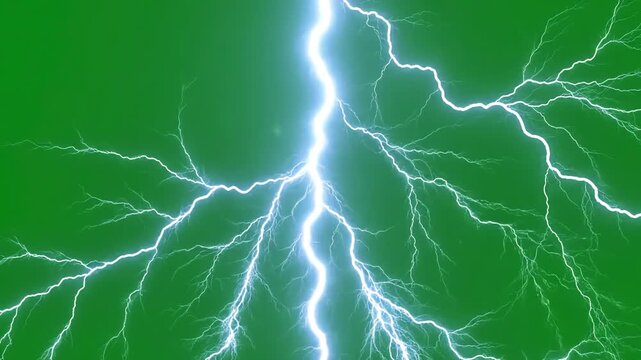 Green Screen video footage of lightning animation strikes on background scene 3 with distortion, overlay, glitch, static noise, scan lines black background, 4k animated loop
