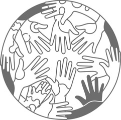 Fototapeta premium Global hands protecting world map for cultural diversity concept