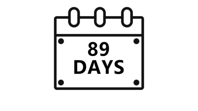 Eighty nine days countdown calendar reminder interface minimal schedule planning event deadline timer concept clean digital UI animation 4K video