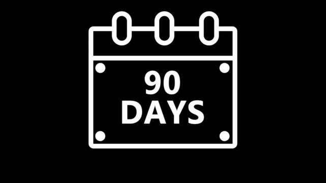 Ninety days countdown calendar reminder interface dark minimal schedule planning event deadline timer concept modern digital UI animation 4K video
