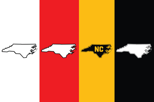 North Carolina State Flag Design with Colorful Stripes and Map Silhouettes