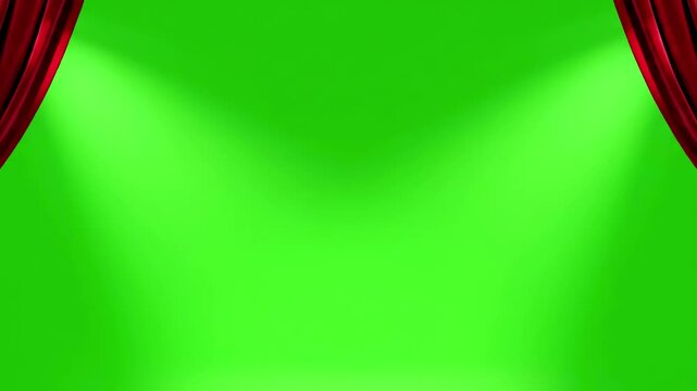 Green Screen red curtain opening with background scene 1 distortion, overlay, glitch, static noise, scan lines on black background, 4k animated video loop