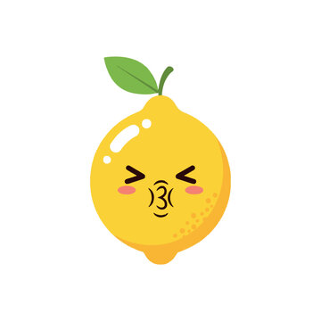 Cute sour lemon cartoon vector illustration. Funny yellow fruit character mascot.