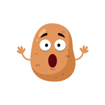 Surprised potato cartoon vector illustration. Shocked root vegetable character mascot isolated.