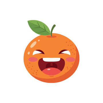 Laughing orange cartoon vector illustration. Happy citrus fruit character mascot isolated.