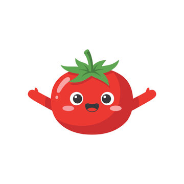 Cute tomato cartoon vector illustration. Happy red vegetable character mascot isolated.