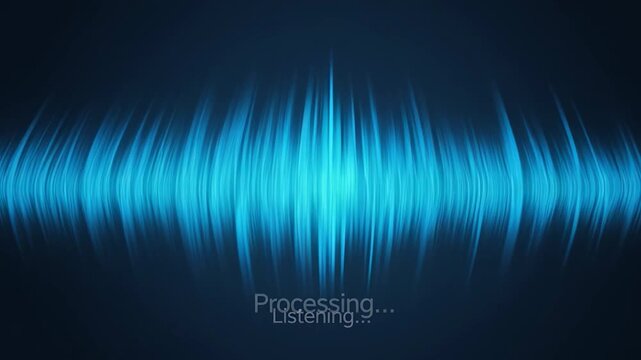 Neon Blue Sound Wave Abstract Background with Technology Listening.
