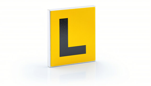 Learner Driver L Plate Sign Isolated on White Background