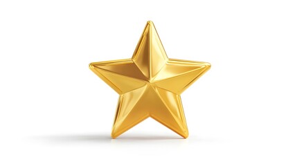 Obraz premium Shiny Golden Star Isolated on White Background with Shadow.