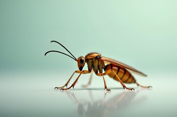 Detailed Close-up of an Orange Insect on a Surface
