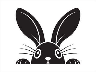 Obraz premium Easter bunny face vector, Cute Easter Bunny Face Silhouette Vector Illustration