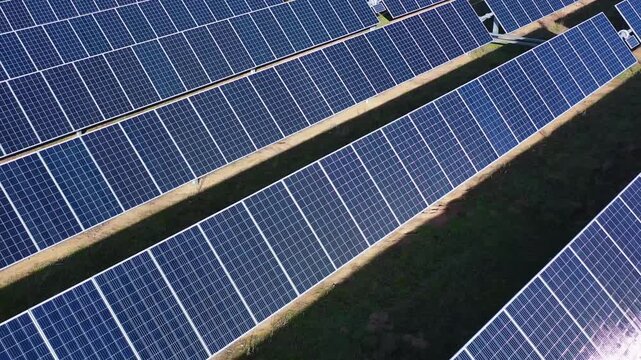 Abstract Diagonal Pattern of Solar Panels from Above &ndash; Clean Energy Technology Background