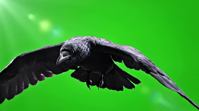 Green Screen close up of the wings flying bird scene 1 with distortion, overlay, glitch, static noise, scan lines on black background, 4k animated video loop