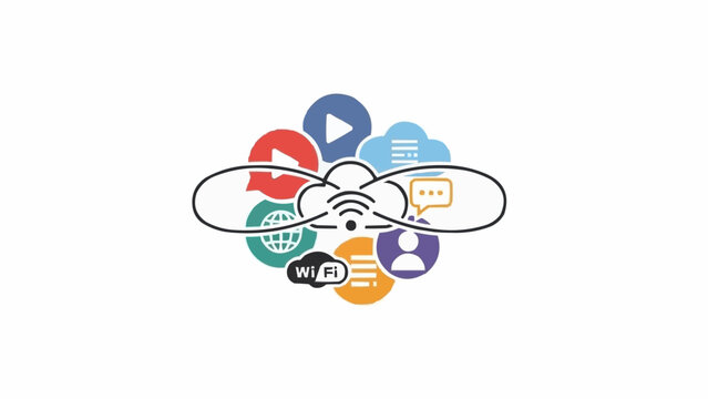 Social Media Icons and Cloud Computing.