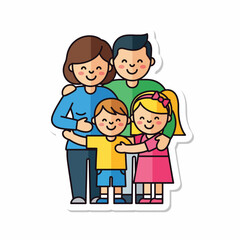 Obraz premium Happy Cartoon Family with Two Children.