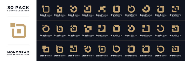 Set of letter B technology logo design inspiration. © GoRise