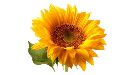 Obraz premium Vibrant Yellow Sunflower Blossom Isolated on White Background.