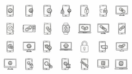 Collection of computer security icons. © Galy Ariyandy