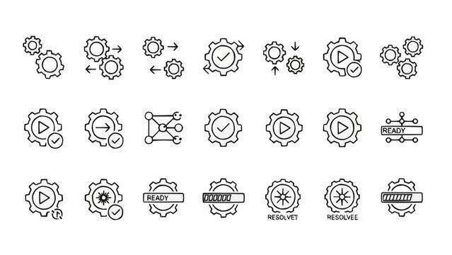 Black gear icons on white background.
