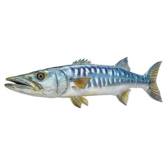 Fototapeta premium PNG of Detailed illustration of a freshwater fish showcasing vibrant blue and silver scales.