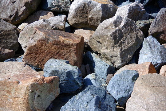 Large rocks of a protective seawall