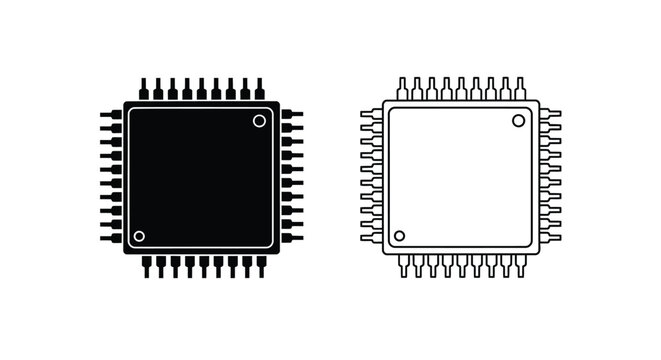 Modern black ic chips bga packages Vector