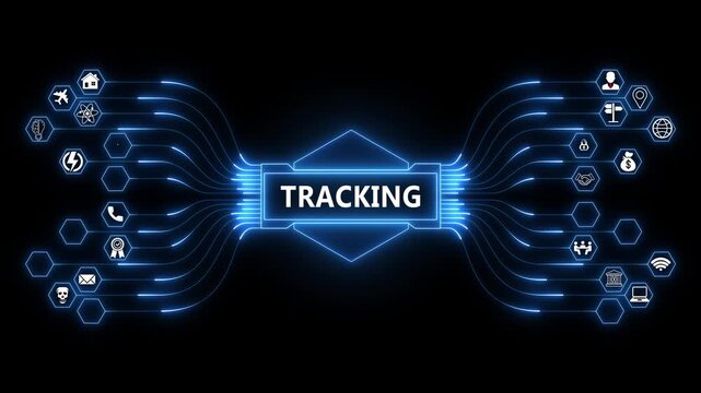 Analytics monitoring dashboard powered by Tracking interface with secure performance evaluation and advanced digital business system technology concept 4K animation video