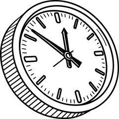 Hand drawn wall clock vector illustration