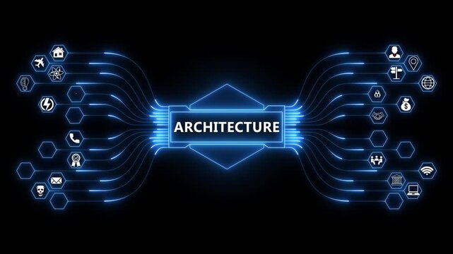 Enterprise analytics dashboard powered by Architecture interface with secure infrastructure monitoring and advanced digital system integration technology 4K animation video