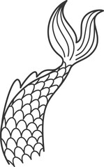 Fototapeta premium Mermaid tail doodle drawing. Fairytale underwater girl