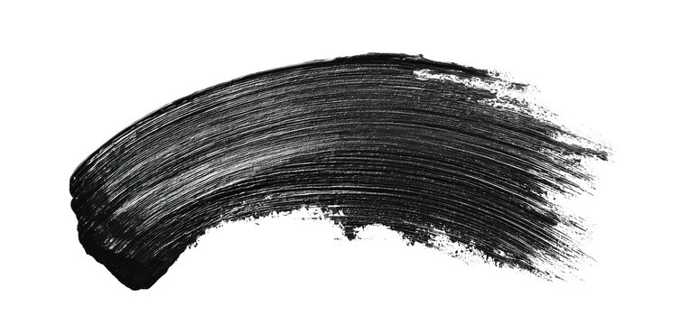 Curved, textured, grey stroke on black background, resembling a cosmetic application