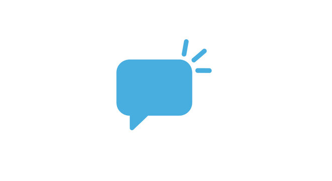 Blue speech bubble icon symbol.
