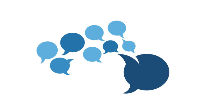Blue speech bubbles in conversation.