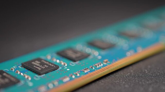 Computer RAM or Random Access Memory, chips on the board, increasing price concept. Supply chain tightening due AI boom and high demand AI clients 