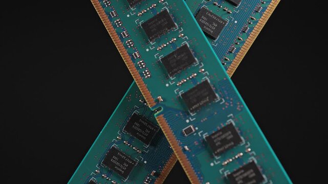 Computer RAM or Random Access Memory, chips on the board, increasing price concept. Supply chain tightening due AI boom and high demand AI clients