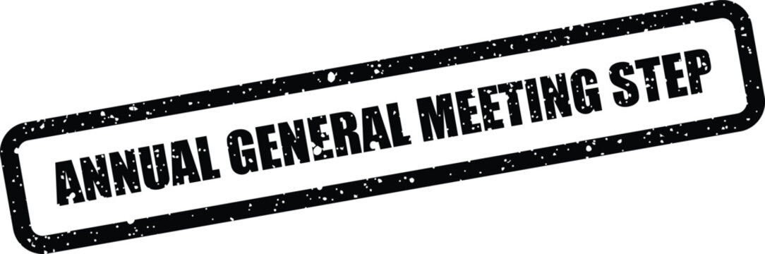 Distressed rubber stamp mark displaying Annual General Meeting Step for indicating process progression