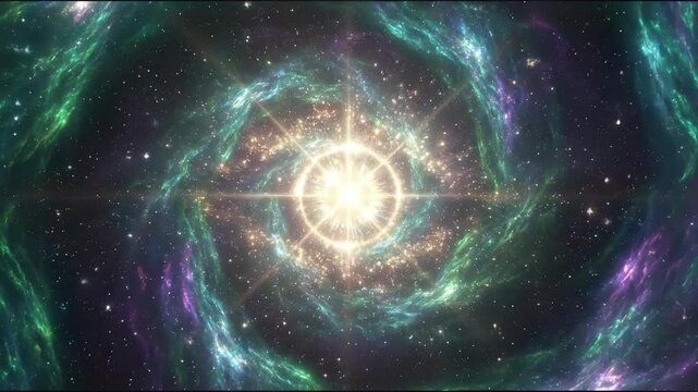 Abstract Cosmic Eye in Swirling Nebula Galaxy Starfield Background