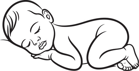 Obraz premium One line drawing illustration of a baby. Vector Abstract minimalist line drawing of small cute baby sleeping. one line Icon drawing