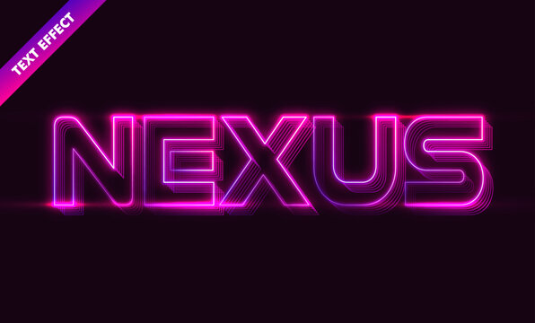 Nexus pink neon glowing echo Lline text effect with futuristic cyberpunk style