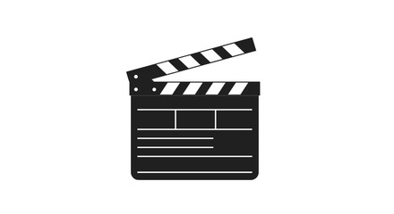 Minimalist black clapperboard icon for film and video production